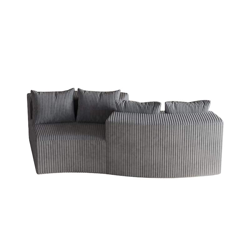 Roomfitters Modular Curved Sectional Sofa, 2-Piece Corduroy Semi-Circular Couch with Pillows