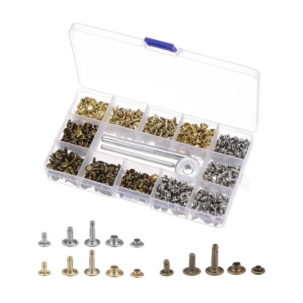 Shower Rivets 300 Set Leather Rivets Kit 3 Colors 3 Sizes with 3PCS Setting Tools for ...