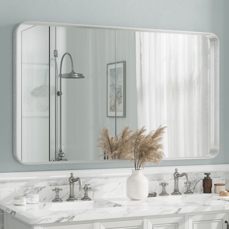 Aluminum Alloy Framed French Cleat Mounted Tempered Glass Wall Vanity Mirror