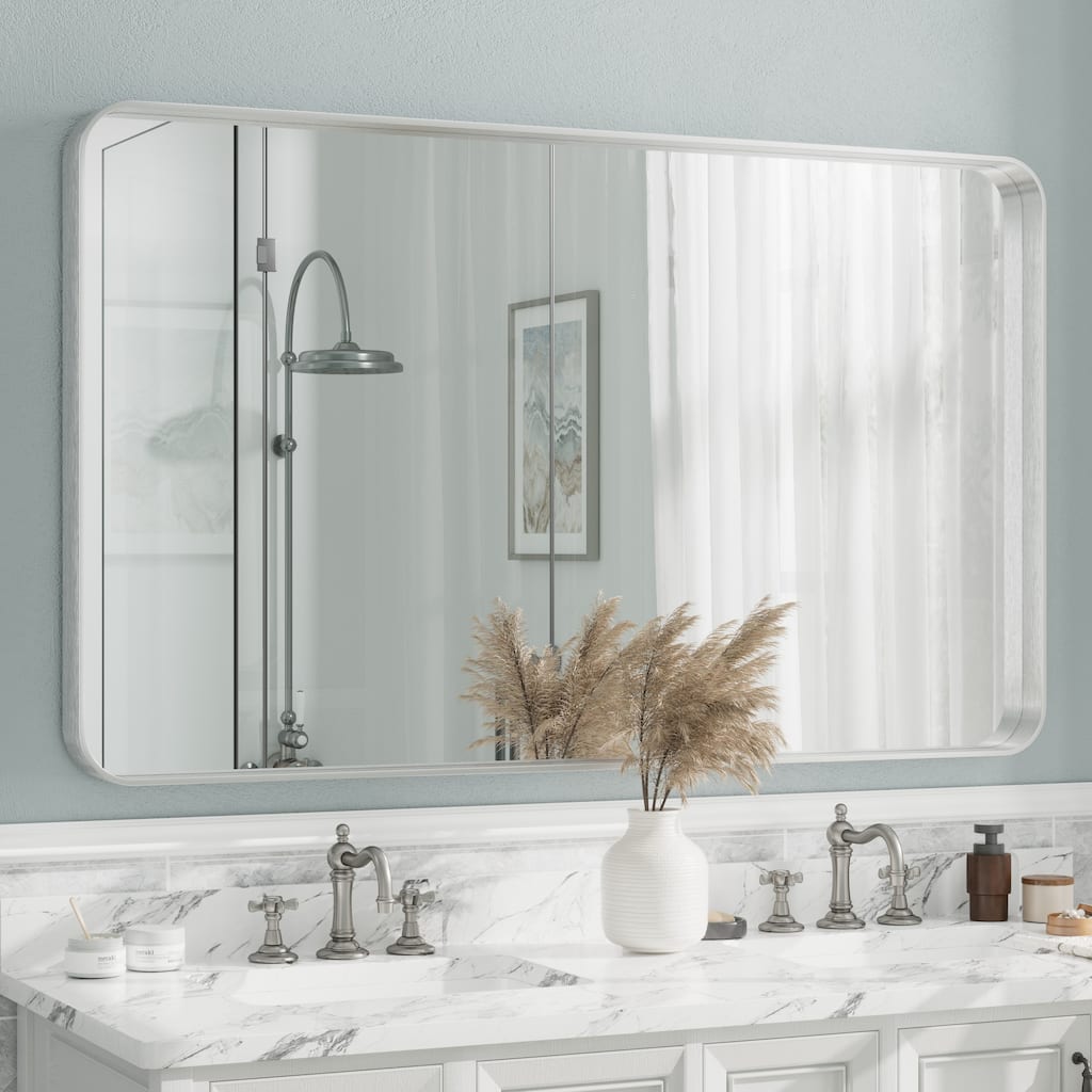 Aluminum Alloy Framed French Cleat Mounted Tempered Glass Wall Vanity Mirror