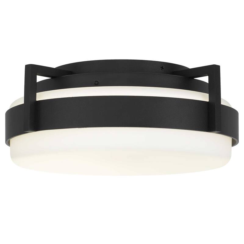 15 Inch Flush Mount LED Ceiling Light Dimmable 5 Color Temperatures Etched Glass - Black