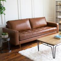 Abbyson Holloway Mid Century Top Grain Leather Sofa