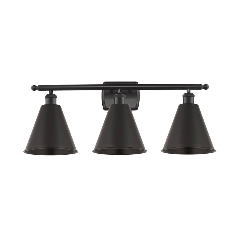 Innovations Lighting Ballston Cone - 3 Light 28" Bath Vanity Light - Matte Black Finish/Matte Black