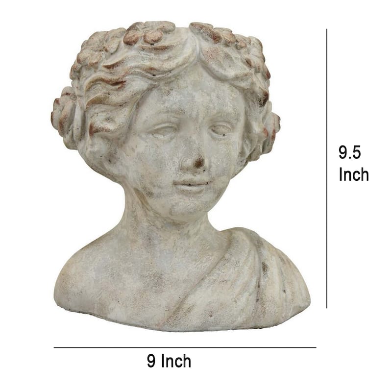 Accent Planter, Italian Style Female Bust Sculpture Ivory Terracotta