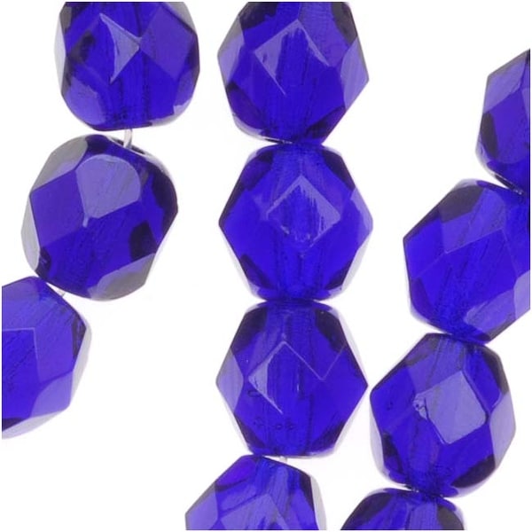 Czech Fire Polished Glass Beads 6mm Round Cobalt Blue (25)