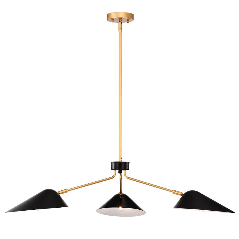 Stelle Gold+Black 3-Light Abstract & Metal Branched Chandelier