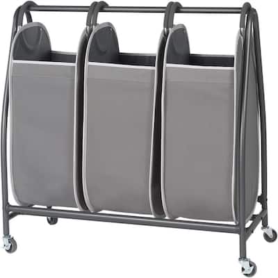 Laundry Hamper Sorter Rolling Laundry Cart - 34"L x 15.5"W x 33.5"H
