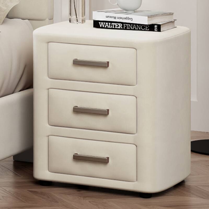 Modern Queen Size Bedroom Set, with Upholstered Platform Headboard and 2 3-Drawer Nightstands, No Box Spring Needed