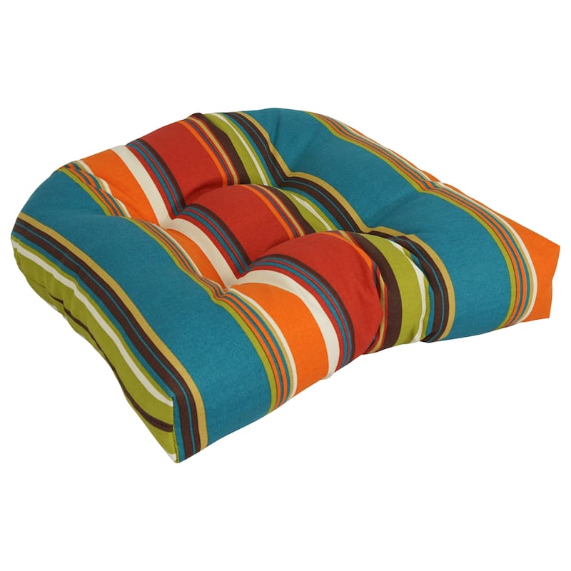 19-inch Rounded Back Tufted Indoor/Outdoor Chair Cushion - 19" x 19" - Westport Teal