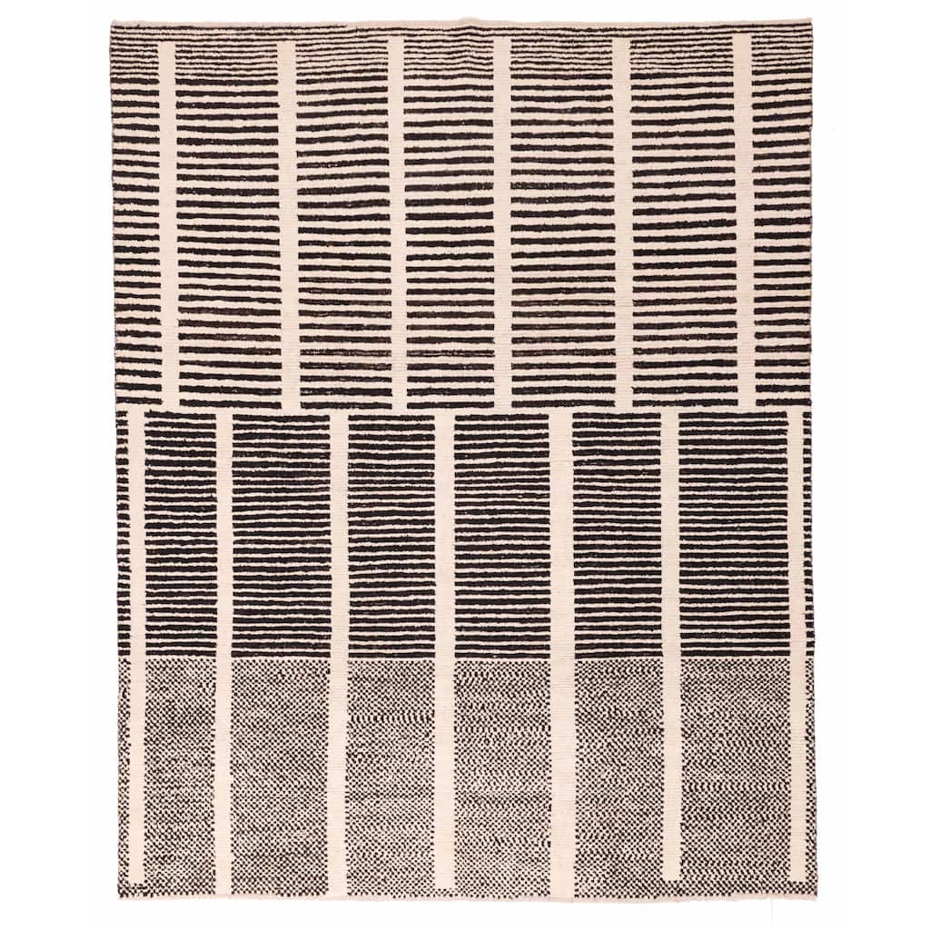 ECARPETGALLERY Hand-knotted Pak Finest Marrakesh Black, Cream Wool Rug - 8'0 x 9'11