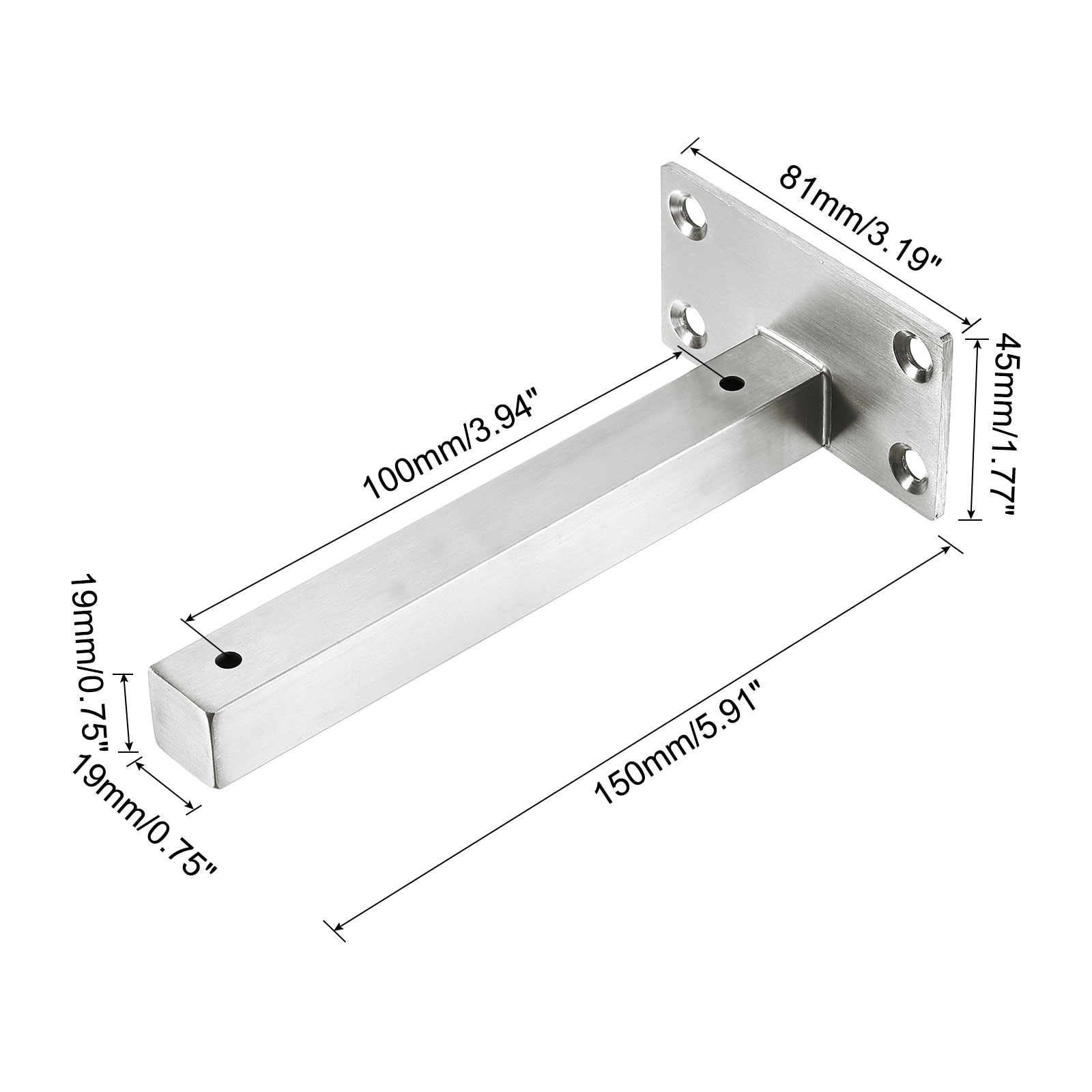 Floating Shelf Bracket, Stainless Steel Hidden Wall Mounted Shelf Supports with Screws and Expansion Tube - Silver