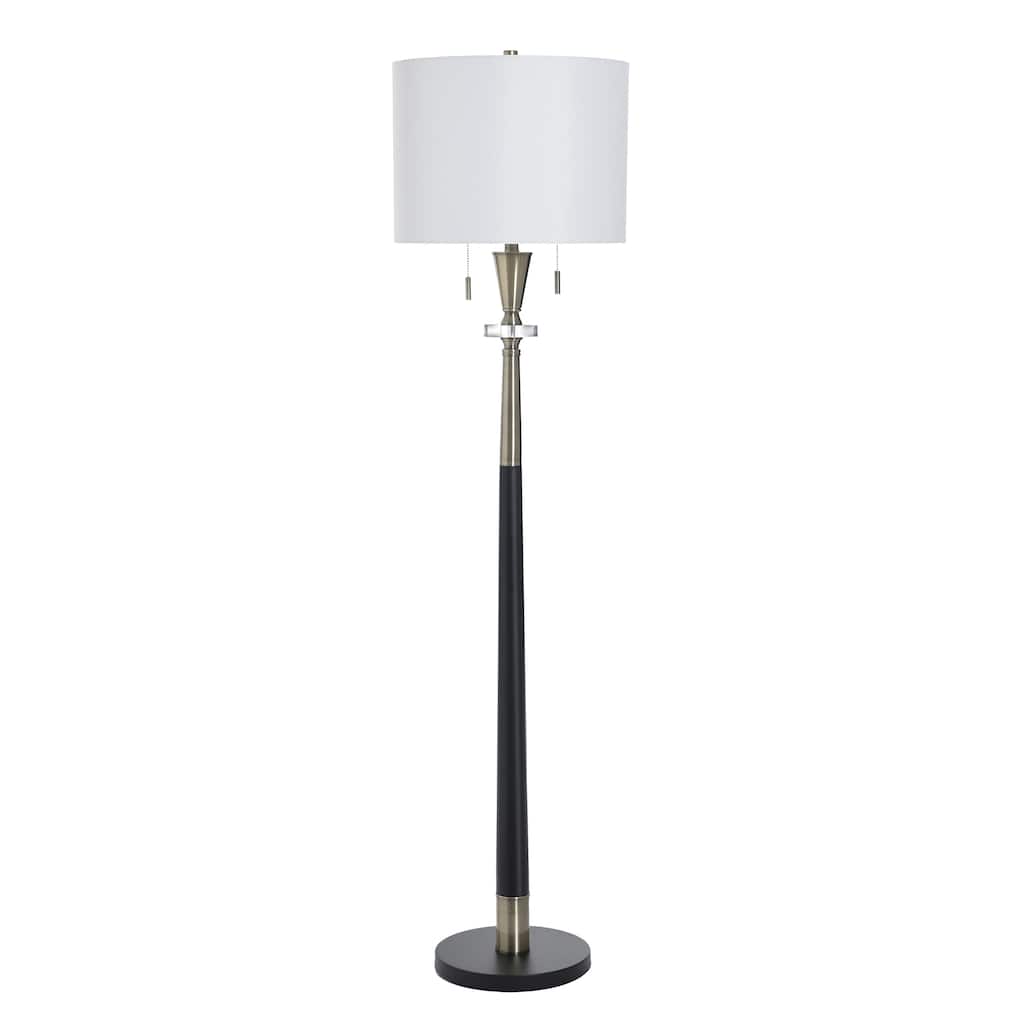 StyleCraft Langston Floor Lamp - Larson Gold & Black - White Shade