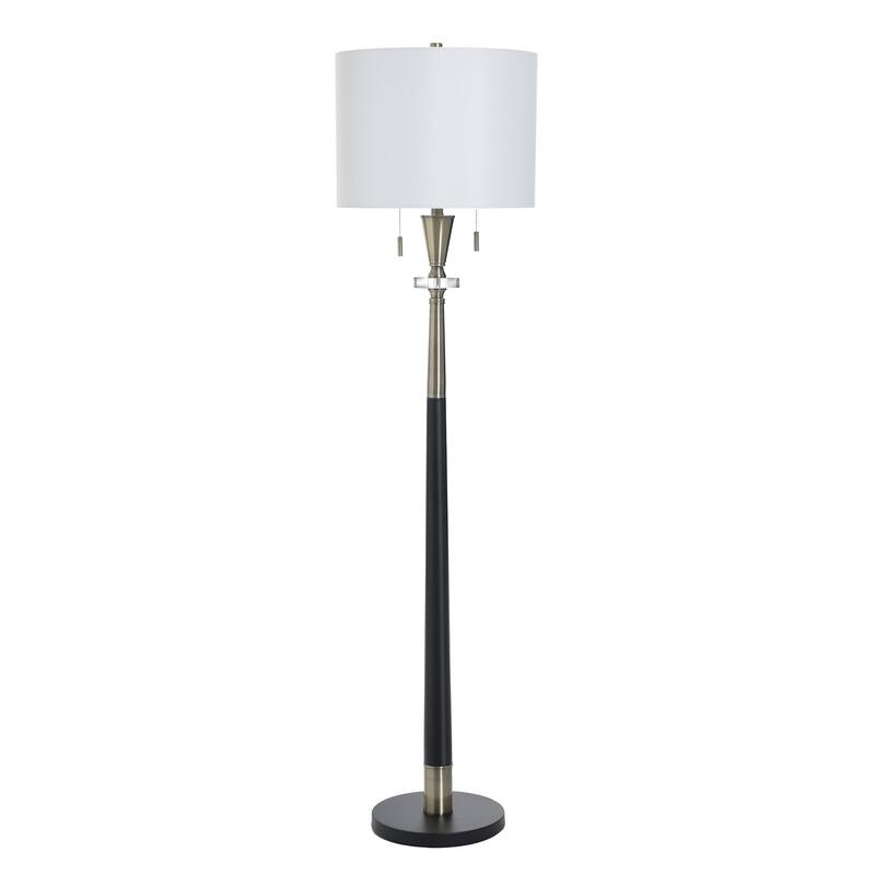 StyleCraft Langston Floor Lamp - Larson Gold & Black - White Shade - Larson Gold, Black, White