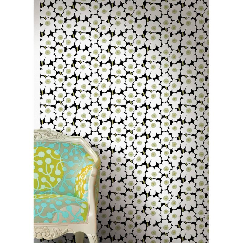 Marimekko Black Pieni Unikko Peel & Stick Wallpaper