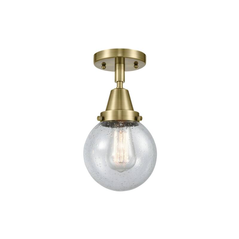 Innovations Lighting 447-1C-11-6 Beacon Flush Mount Beacon 6" Wide - Antique Brass / Seedy