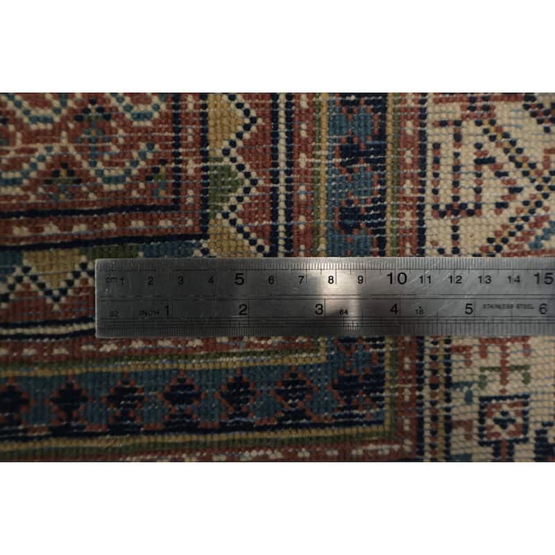 Hand Knotted Oriental 100% Wool Carpet Traditional Geometric Beige & Ivories Botemir Area Rug - 8' 11'' X 6' 2''