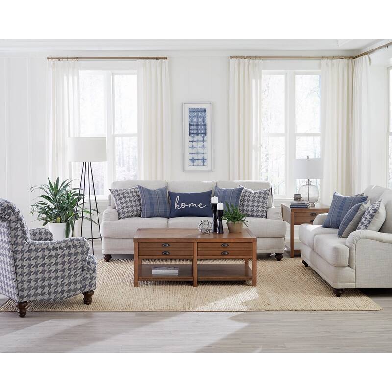 Glenn Farmhouse Fabric Upholstered English Arm Sofa