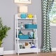 preview thumbnail 19 of 26, RiverRidge Kids 4-Tier 24in Ladder Shelf Toy Organizer with 3 Open Display Shelves- White with Two 5" Fabric Bins Olive