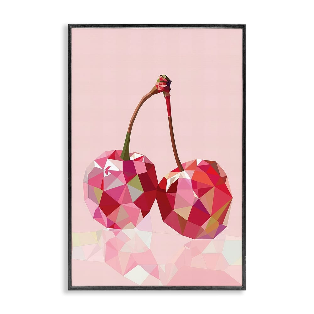 Stupell Pink Geometric Cherries Framed Giclee Art Design By LSR Design Studio