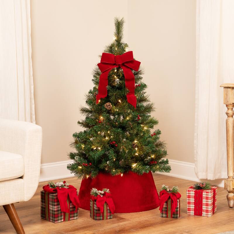 4' Frosted Carolina Berry Spruce Artificial Tree Clear Lights - 4 Foot
