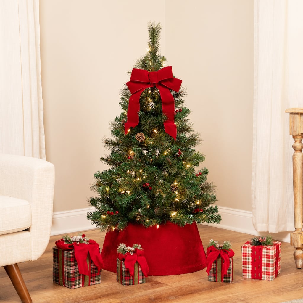 4' Frosted Carolina Berry Spruce Artificial Tree Clear Lights - 4 Foot