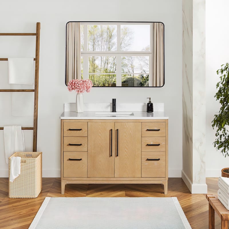 Gara Single Bath Vanity with Composite Stone Top without Mirror