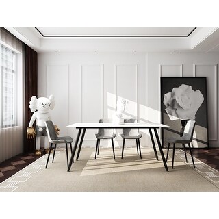 70.8" Dining Table with Sintered Stone Table Top and Metal Legs, Modern ...