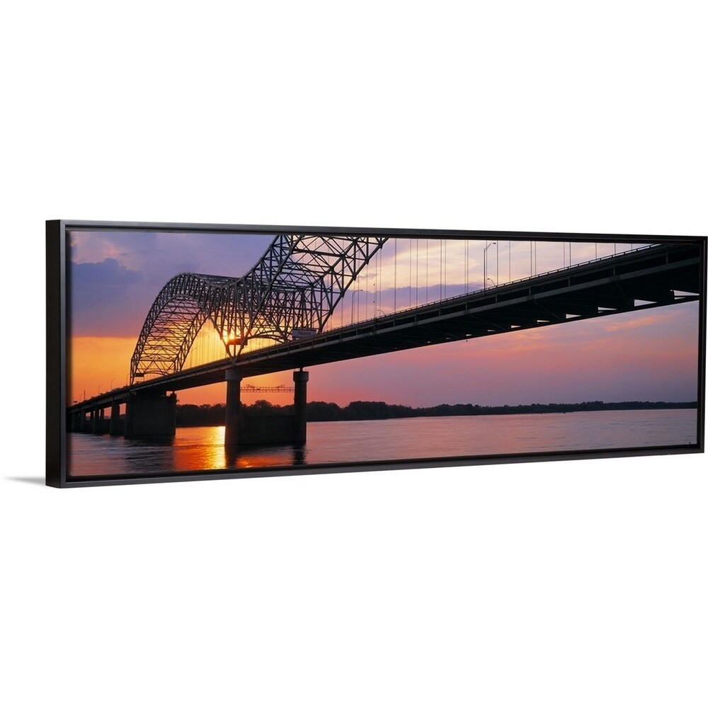 Shop Sunset Hernandez Desoto Bridge Mississippi River Memphis Tn Black Float Frame Canvas Art Overstock 25513547