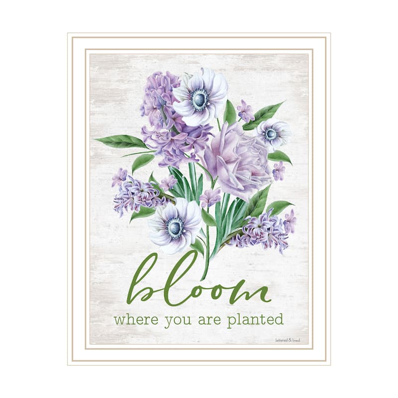 TrendyDecor4U Contemporary "Bloom Where You Are Planted" Framed Print Wall Art - White