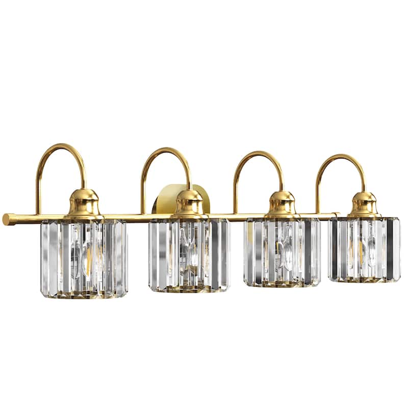 ExBrite Modern Rose Gold Dimmable Bathroom Crystal Vanity Lights - Gold - 4-Lights