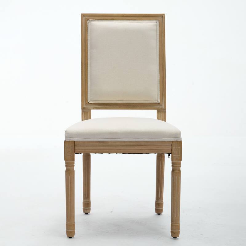 French Style Dining Chairs Set of 2, Mid Century Modern Upholstered Kitchen Chairs, Accent Chairs with Square Backrest