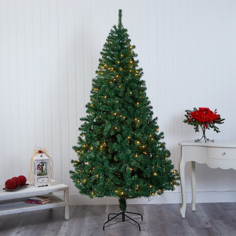 8' Pre-Lit Northern Tip Artificial Christmas Tree, Clear LED Lights - 8 Foot