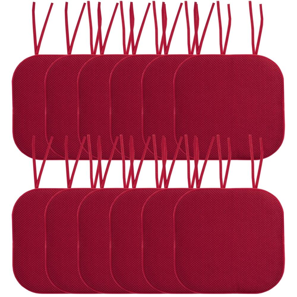 Sweet Home Collection Honeycomb Memory Foam Non Slip Chair Cushion Pad with Ties 16" x 16"