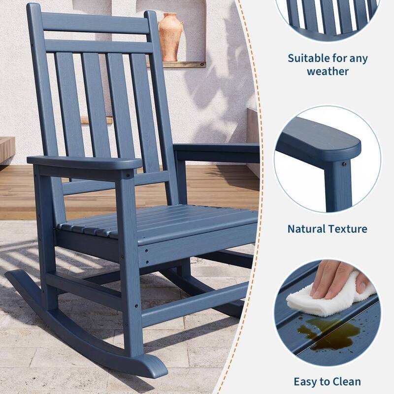 Outdoor All Weather Resistant Rocking Chair for Patio, Porch - N/A
