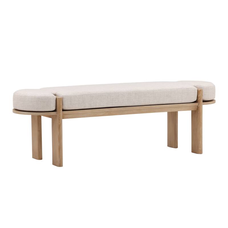 Elias Upholstered Accent Bench, Beige