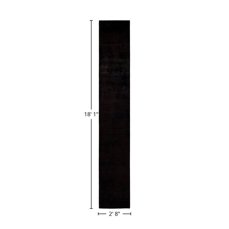 Overton Hand Knotted Wool Vintage Inspired Modern Contemporary Overdyed Brown Runner Rug - 2' 8" x 18' 1"