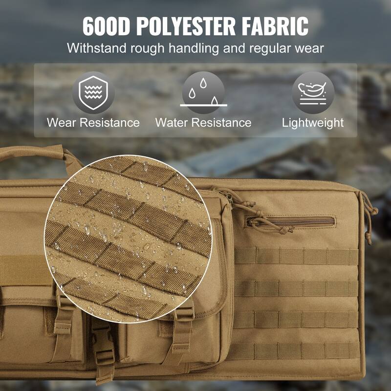 Rifle Bag, Tactical Double Long Gun Bag, Soft Rifle Case with Lockable Zipper, Portable Handle & Shoulder Strap