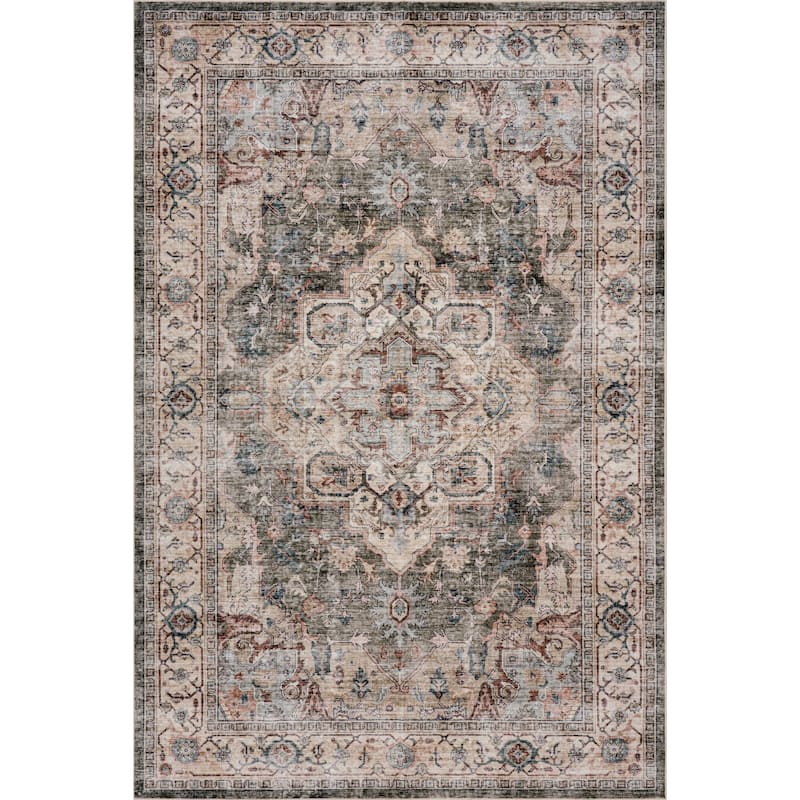 Nuloom Karensa Medallion Washable Rug - 6' x 9' - Brown - Rectangle