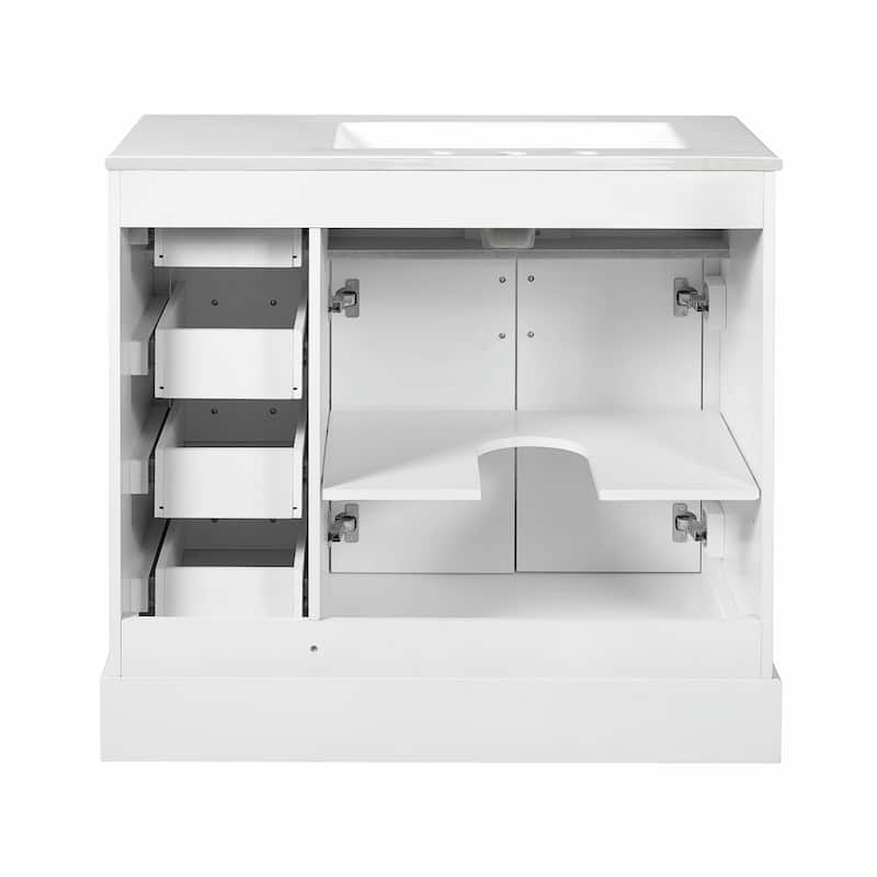36" Luxury Elegant Bathroom Vanity with Ceramic Sink