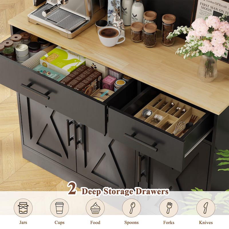 Kitchen Pantry Storage Cabinet with Outlets & USB Ports - N/A