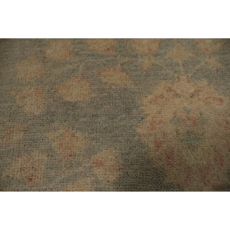 Hand Knotted Oriental 100% Wool Carpet Transitional All-Over Green Oushak Area Rug - 8' 0'' X 8' 2''