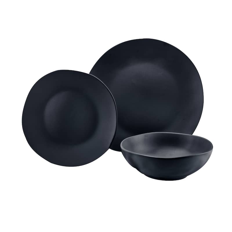 Aspero Black 12 Piece Dinnerware Set, Service For 4