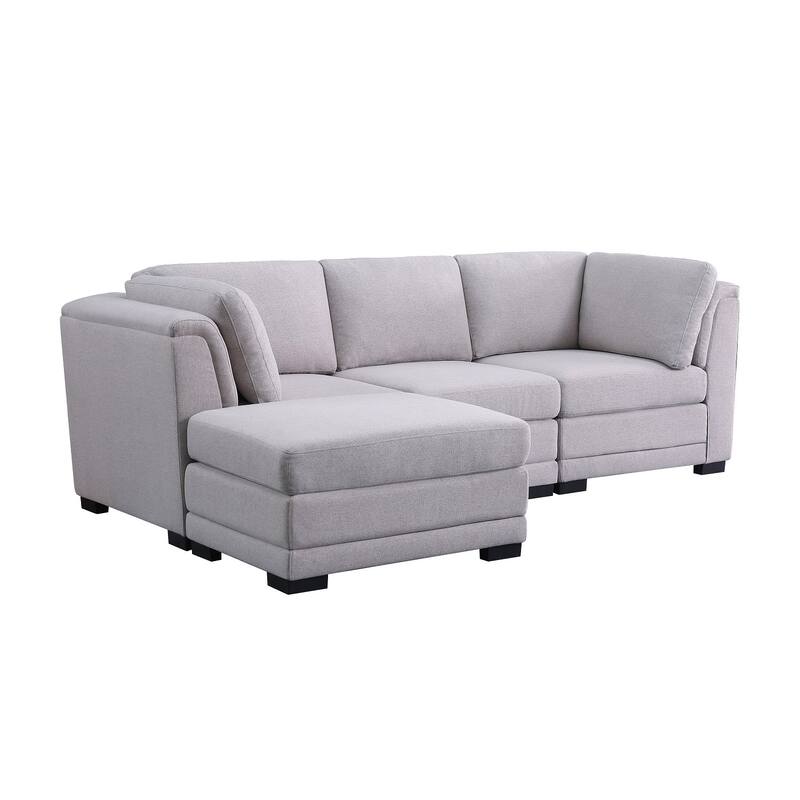 Reversible Modular Sectional Sofa with Ottoman in Light Gray