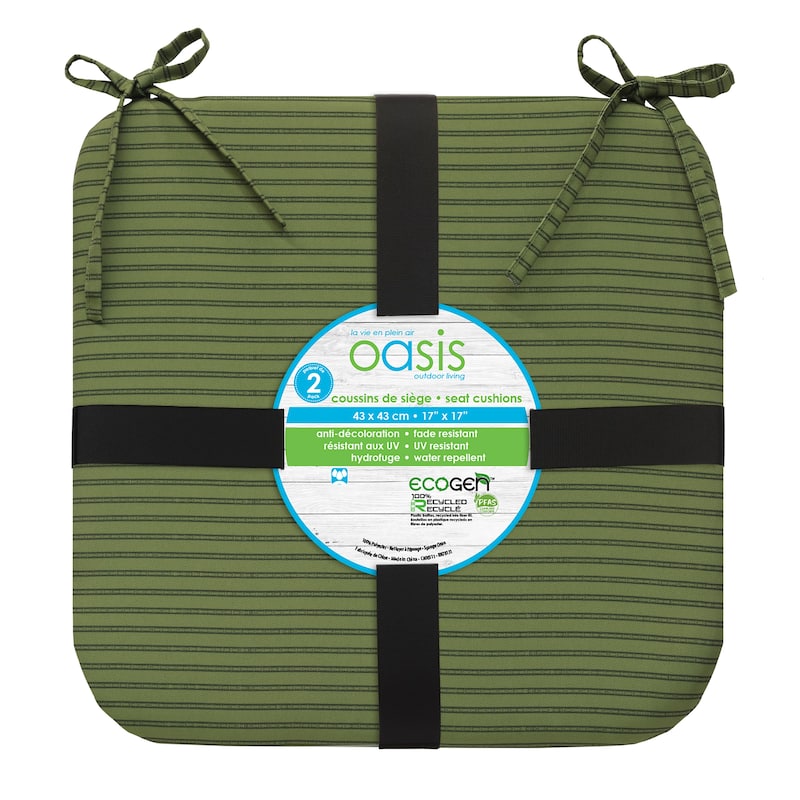 Tropical 2-pk Outdoor Texture Printed Bistro Cushion 17 x 17 in Green - 17" x 17" x 1"