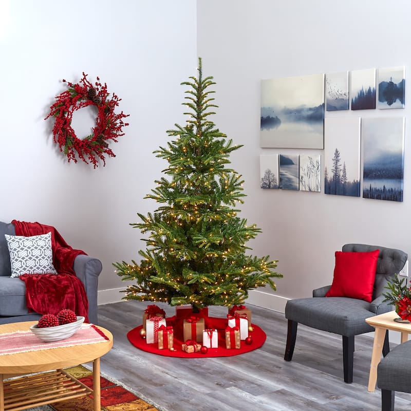 7.5ft. Layered Spruce Artificial Christmas Tree with 550 Clear LED Lights & 1325 Branches - Stunning Holiday X-Mas Display
