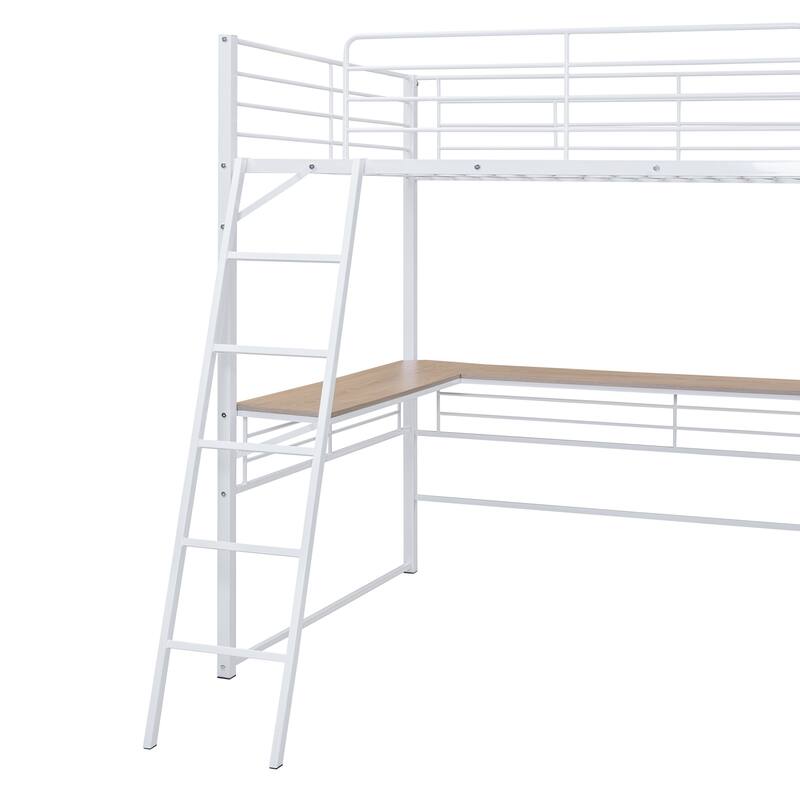 Metal Loft Bed with Desk