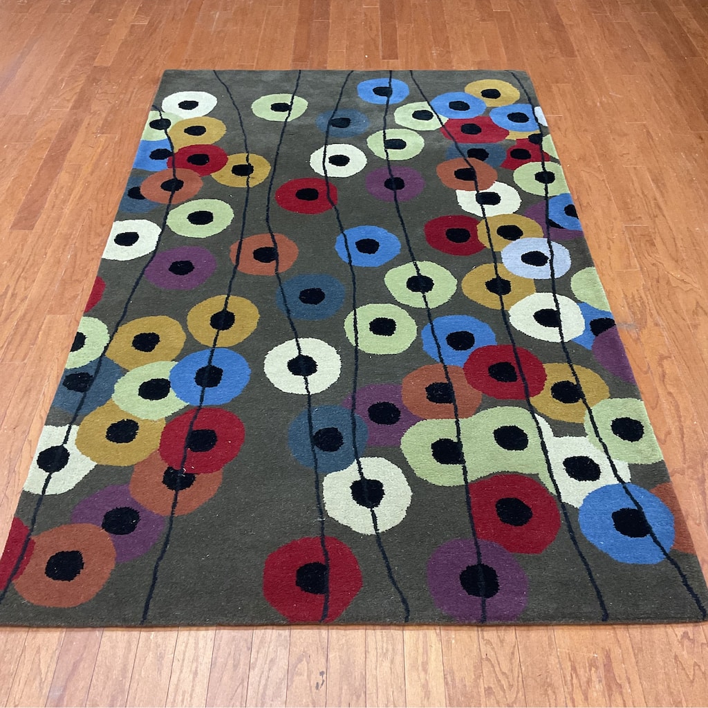 HERAT ORIENTAL Handmade 5' x 8' Graphic Tibetan Wool Rug - 5' x 8'