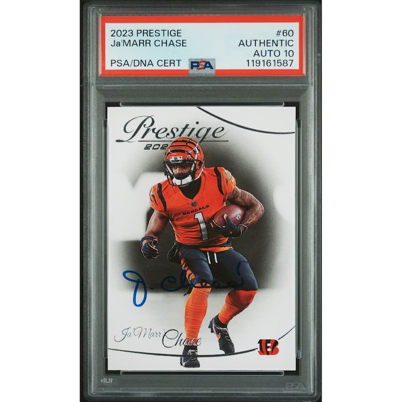 Ja'Marr Chase 2023 Prestige Signed Football Card #60 Auto Graded PSA 10 Cert # 119161587 - 8' x 11'