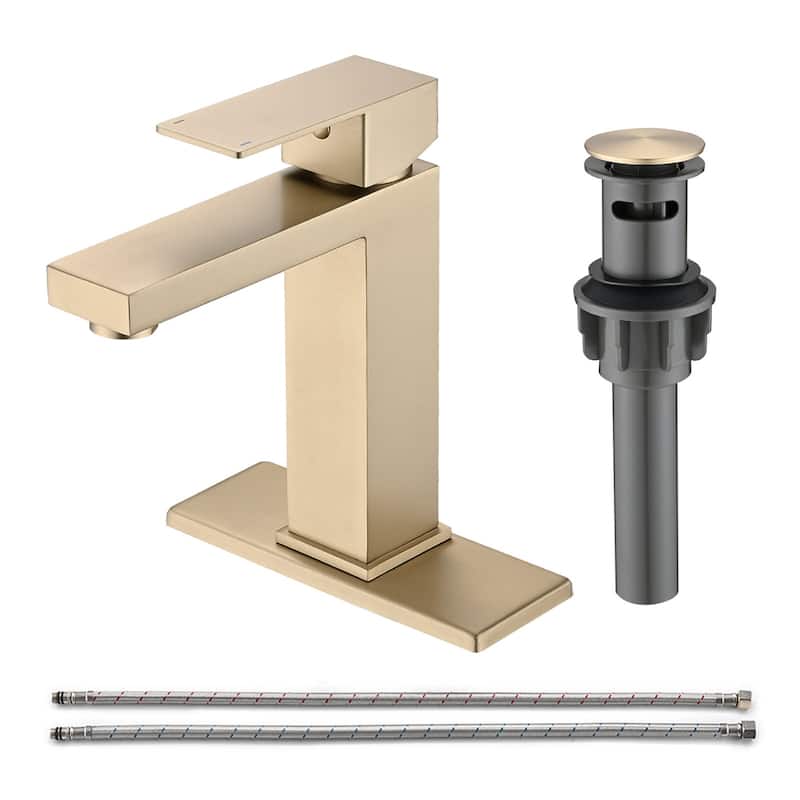 Vanityfair Single Hole Single Handle Bathroom Faucet with Drain Assembly - Brushed Gold