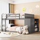preview thumbnail 20 of 48, Floor Bunk Bed with Movable Storage Cabinet, Include 4 Storage Drawers and 3 Shelves, Solid Wood Bunkbeds Frame for Kids Teens